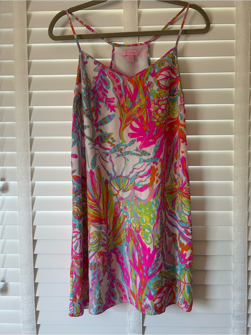 Lilly Pulitzer Mini Dress Silk Hot Pink Tropical Small